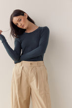 Load image into Gallery viewer, Wool Tencel blend crew neck knit top