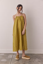Load image into Gallery viewer, Linen Polka dot back tie ankle dress