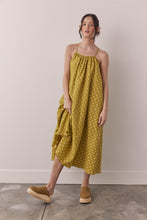 Load image into Gallery viewer, Linen Polka dot back tie ankle dress