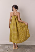 Load image into Gallery viewer, Linen Polka dot back tie ankle dress