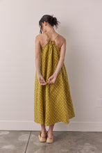 Load image into Gallery viewer, Linen Polka dot back tie ankle dress