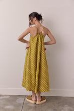 Load image into Gallery viewer, Linen Polka dot back tie ankle dress