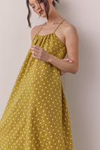 Load image into Gallery viewer, Linen Polka dot back tie ankle dress