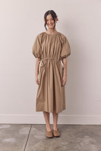 Load image into Gallery viewer, Puff sleeve waist tie midi dress