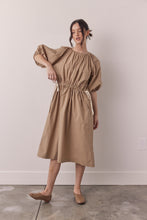 Load image into Gallery viewer, Puff sleeve waist tie midi dress