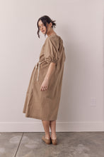 Load image into Gallery viewer, Puff sleeve waist tie midi dress