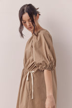 Load image into Gallery viewer, Puff sleeve waist tie midi dress
