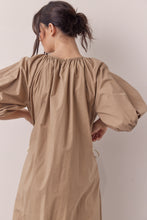 Load image into Gallery viewer, Puff sleeve waist tie midi dress