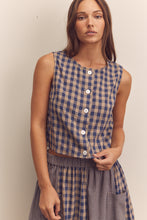 Load image into Gallery viewer, Cotton Gingham Sleeveless Button-Down Top