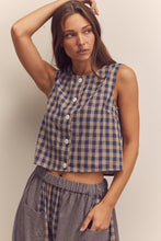 Load image into Gallery viewer, Cotton Gingham Sleeveless Button-Down Top