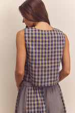 Load image into Gallery viewer, Cotton Gingham Sleeveless Button-Down Top