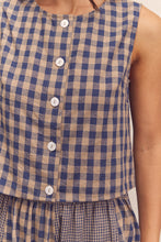 Load image into Gallery viewer, Cotton Gingham Sleeveless Button-Down Top