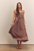 Load image into Gallery viewer, Front shirring gingham cami dress
