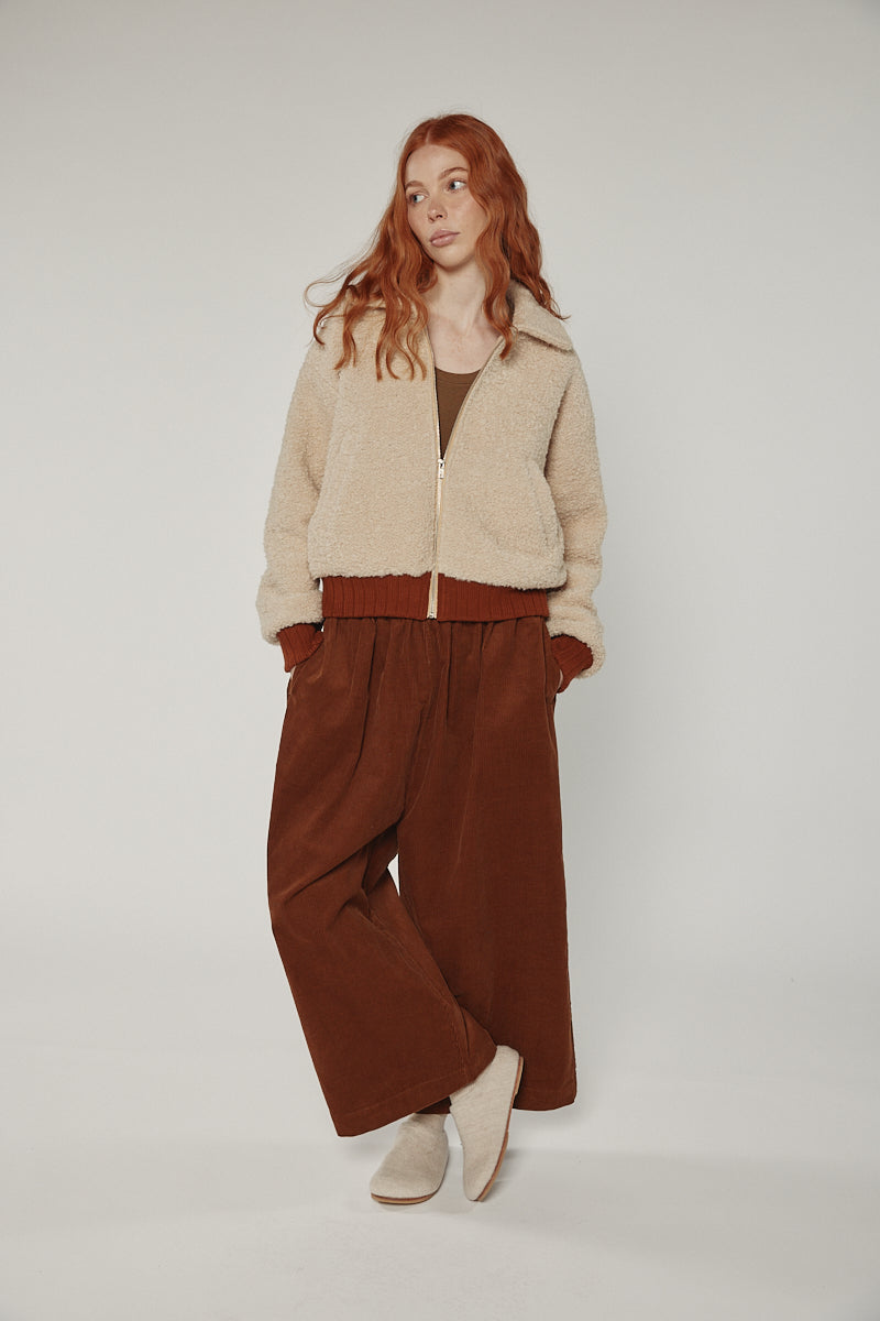 Wool blend ribbed short bomber jacket – amente