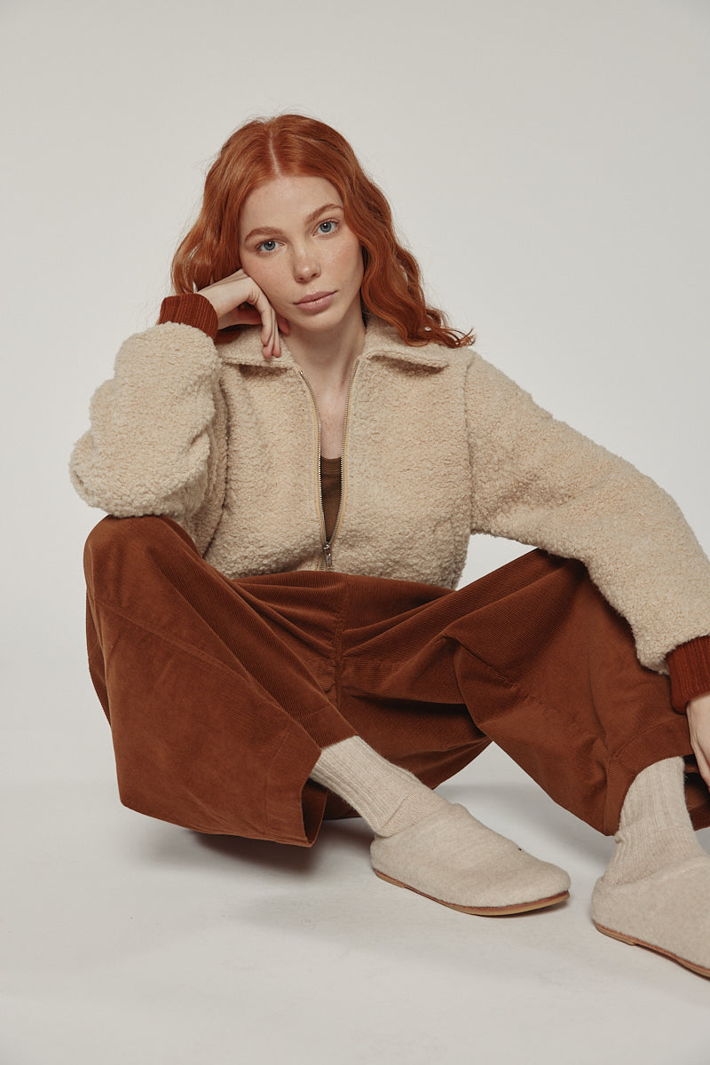 Wool blend ribbed short bomber jacket – amente