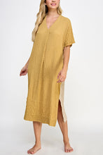 Load image into Gallery viewer, Double v- neck pullover silk blend dress