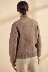 Wool high neck sweater cardigan