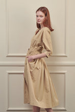 Load image into Gallery viewer, Cotton front tie midi dress
