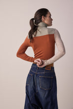 Load image into Gallery viewer, Color block lightweight knit turtleneck