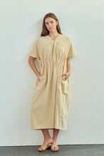 Load image into Gallery viewer, Drop sleeve front shirred midi dress