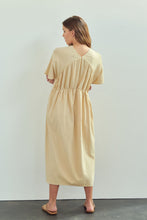 Load image into Gallery viewer, Drop sleeve front shirred midi dress