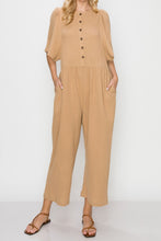 Load image into Gallery viewer, Button-down volume sleeve jumpsuit