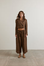 Load image into Gallery viewer, Crop plaid linen jacket