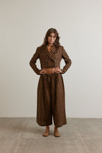 Load image into Gallery viewer, Crop plaid linen jacket