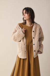 Wool blended fur cardigan jacket