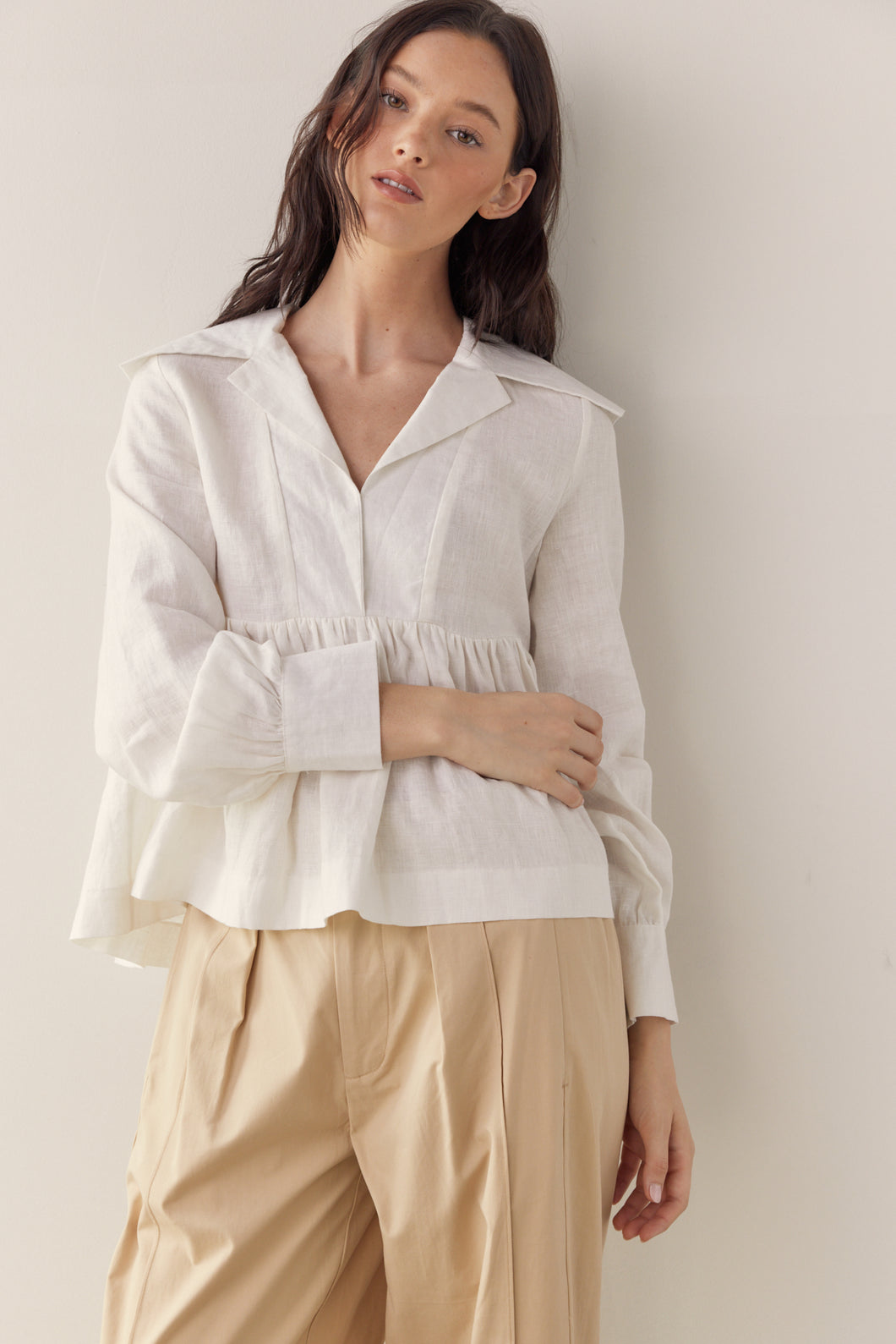 Linen collared blouse