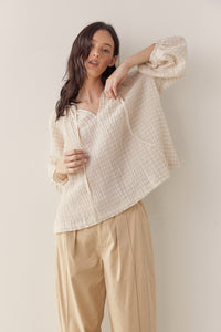 Textured peasant blouse
