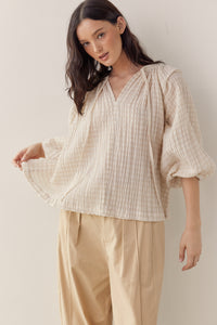 Textured peasant blouse