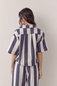 Striped half sleeve cotton shirts