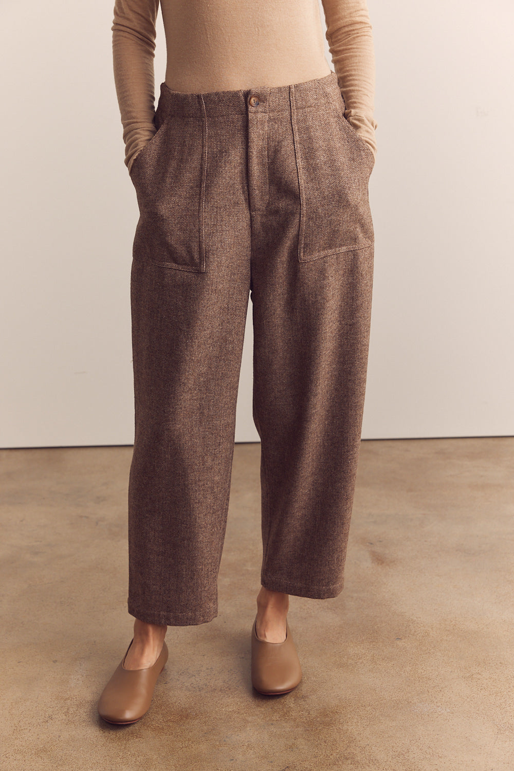 Wool blend baby herringbone pants