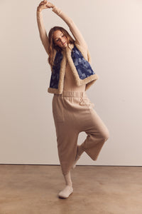 Cashmere wool blended knit baggy pants