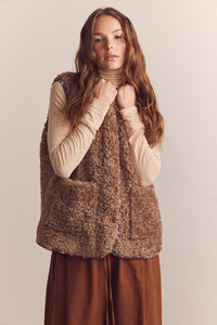 Wool blend shepherd reversible vest