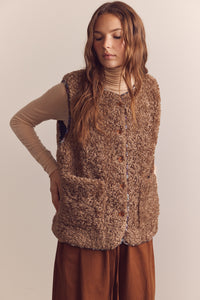 Wool blend shepherd reversible vest