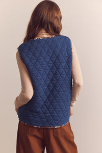 Wool blend shepherd reversible vest