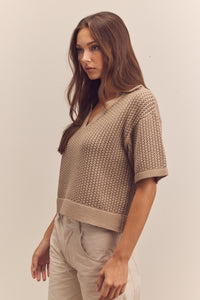 Collar textured sweater top