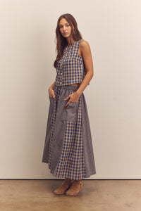 Cotton gingham panel shirts