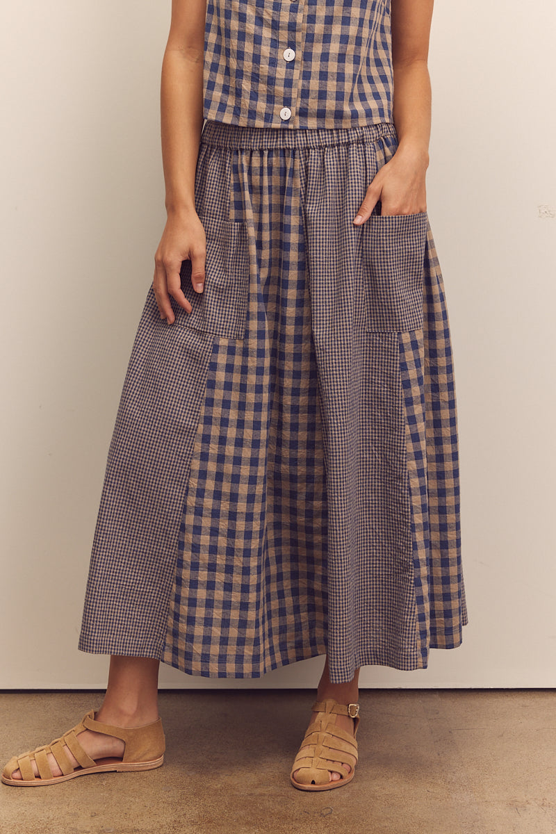 Cotton gingham panel skirt – amente1