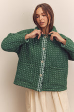 Load image into Gallery viewer, Quilted round collar button down jacket
