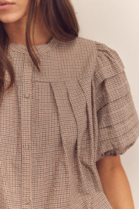 Puff pintuck sleeve blouse