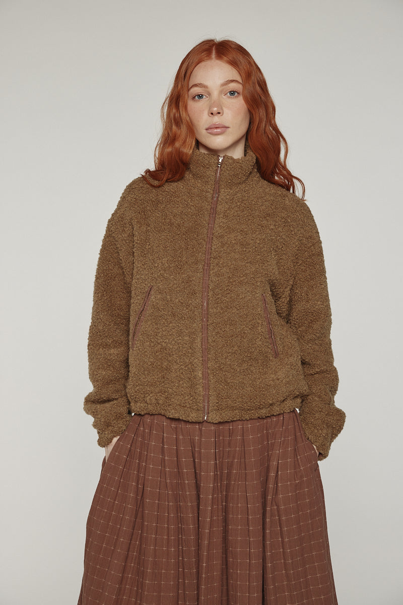 Wool high-neck bomber jacket