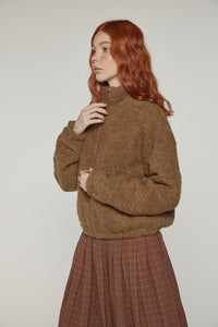 Wool high-neck bomber jacket