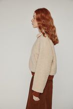 Load image into Gallery viewer, Wool blend ribbed short bomber jacket
