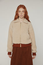 Load image into Gallery viewer, Wool blend ribbed short bomber jacket
