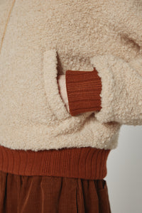Wool blend ribbed short bomber jacket