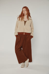 Wool blend ribbed short bomber jacket