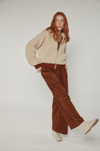 Wool blend ribbed short bomber jacket